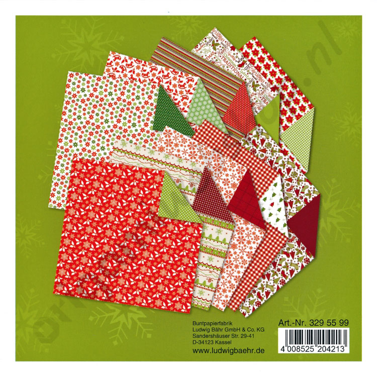 Origami Kerstmis 15 x 15 cm De Origami
