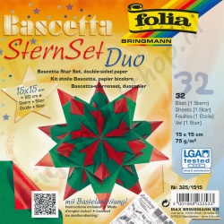 Origami Bascetta Ster Duo Papier Rood/Groen 15 x 15 cm