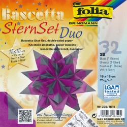 Origami Bascetta Ster Duo Papier Lila/Antraciet 15 x 15 cm