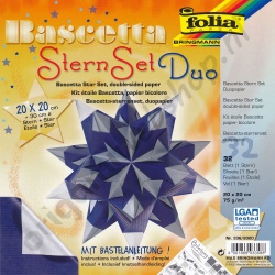 Origami Bascetta Ster Duo Papier Blauw/Zilver 20 x 20 cm