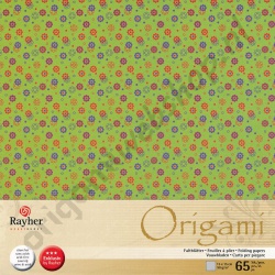 Origami Bloesems Groen/Paars 15 x 15 cm
