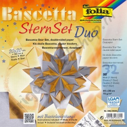 Origami Bascetta Ster Duo Papier Zilver/Goud 20 x 20 cm