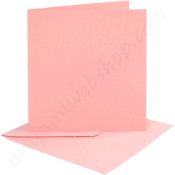 Vierkante Kaarten en Enveloppen Roze