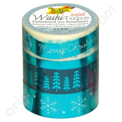 Washi Tape Set Kerst met IJsblauw Hotfoil