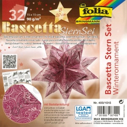 Origami Bascetta Sterren Set Winterornament Paars 15 x 15 cm