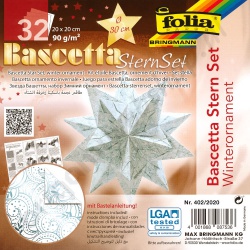 Origami Bascetta Sterren Set Winterornament Wit 20 x 20 cm
