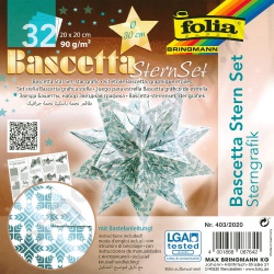 Origami Bascetta Sterren Set Ster Grafiek Wit 20 x 20 cm