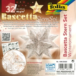 Origami Bascetta Sterren Set Winterornament Wit 20 x 20 cm