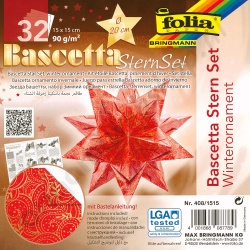 Origami Bascetta Sterren Set Winterornament Rood 15 x 15 cm