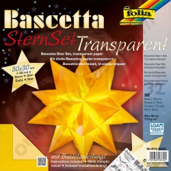 Origami Bascetta Sterren Set Transparant Geel 30 x 30 cm