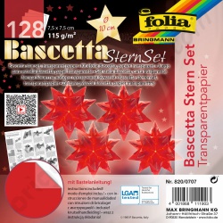 Origami Bascetta Sterren Set Transparant Rood 7,5 x 7,5 cm