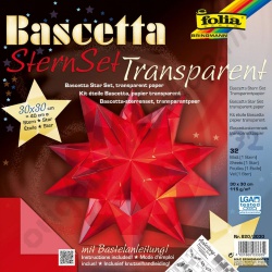 Origami Bascetta Sterren Set Transparant Rood 30 x 30 cm