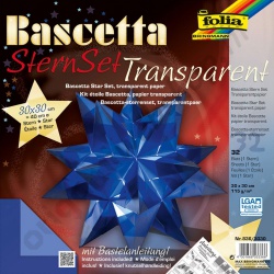 Origami Bascetta Sterren Set Transparant Blauw 30 x 30 cm