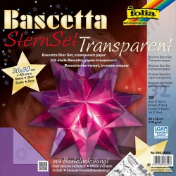 Origami Bascetta Sterren Set Transparant Paars 30 x 30 cm