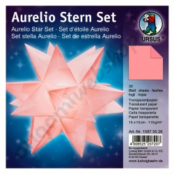 Origami Aurelio Sterren Set Transparant Roze 15 x 15 cm