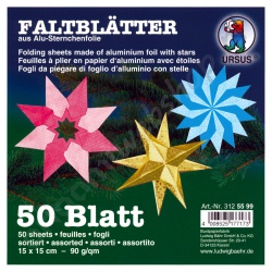 Origami Alu Folie Sterretjes 10 kleuren 15 x 15 cm
