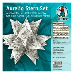 Origami Aurelio Sterren Set Transparant Muzieknoten Zwart 20 x 20 cm