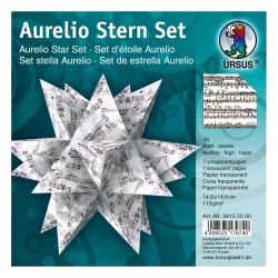 Origami Aurelio Sterren Set Transparant Muziek Zwart 14,8 x 14,8 cm