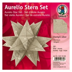 Origami Aurelio Sterren Set Starlight Zilver 15 x 15 cm