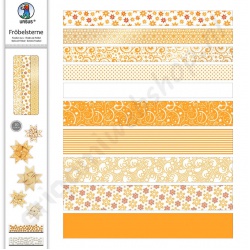 Papierstroken Froebelsterren Goudgeel/Wit
