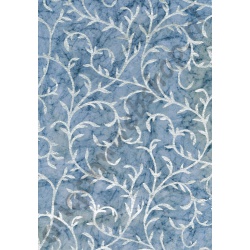 Allerlaatste Exemplaar! Handgeschept Batik Papier "Accanthus" Blauw 50 x 70 cm