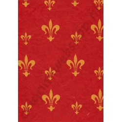 Handgeschept Moerbei Zijdepapier "Franse Lelie" Rood 21 x 30 cm