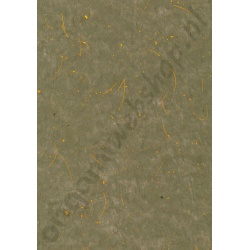 Handgeschept Moerbei Zijdepapier "Gouden Ster" Groengrijs 50 x 70 cm