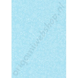 Allerlaatste Exemplaar! Handgeschept Katoenpapier "Happy Flowers" Lichtblauw 50 x 70 cm