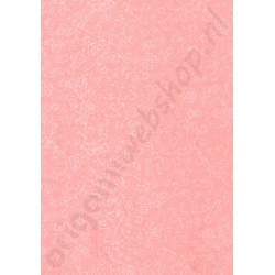 Handgeschept Katoenpapier "Happy Flowers" Roze 50 x 70 cm