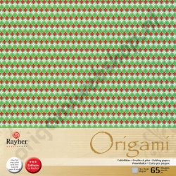 Origami Ornament Groen/Rood 15 x 15 cm