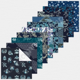 Origami Japanse Washi Chiyogami Indigo Blauw 15 x 15 cm