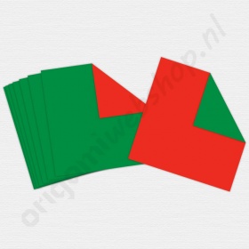 Dubbelzijdig Origami Groen/Rood 15 x 15 cm