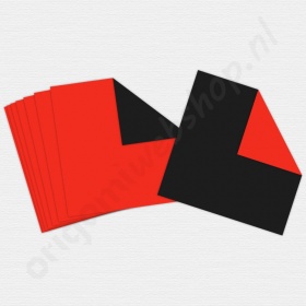 Dubbelzijdig Origami Rood/Zwart 15 x 15 cm