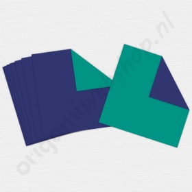Dubbelzijdig Origami Donkerblauw/Blauw 15 x 15 cm