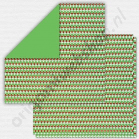 Origami Ornament Groen/Rood 15 x 15 cm