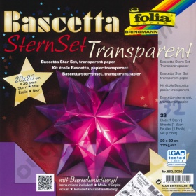 Origami Bascetta Ster Transparant Paars 20 x 20 cm