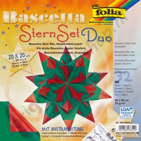 Origami Bascetta Ster Duo Papier Rood/Groen 20 x 20 cm