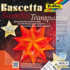 Origami Bascetta Ster Transparant Oranje 20 x 20 cm