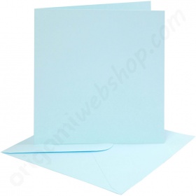 Vierkante Kaarten en Enveloppen Lichtblauw