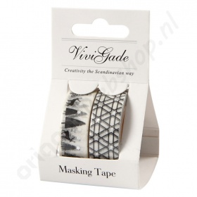 Washi Tape Set Kerst Zwart met Zilver Folie