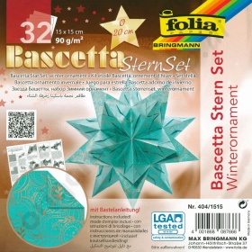 Origami Bascetta Sterren Set Winterornament Turquoise 15 x 15 cm