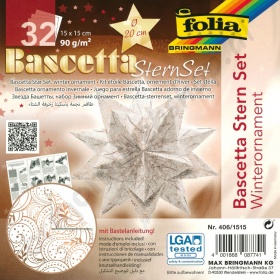 Origami Bascetta Sterren Set Winterornament Wit 15 x 15 cm