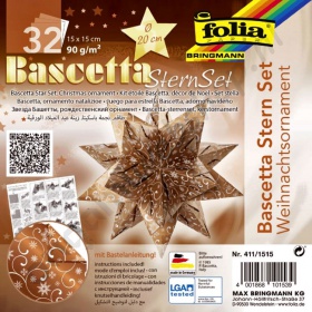 Origami Bascetta Sterren Set Kerstornament Koper 15 x 15 cm
