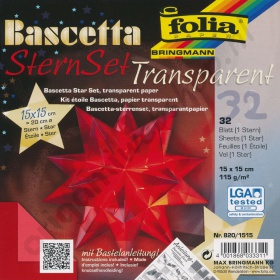 Origami Bascetta Ster Transparant Rood 15 x 15 cm