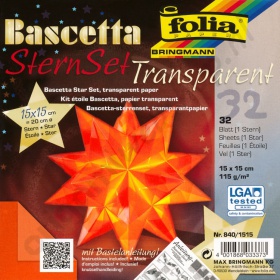 Origami Bascetta Ster Transparant Oranje 15 x 15 cm