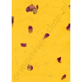 Handgeschept Geel Gekleurd Bloemen Papier 23 x 33 cm
