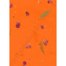 Handgeschept Oranje Gekleurd Bloemen Papier 23 x 33 cm