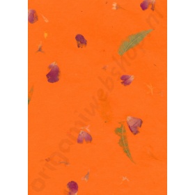 Handgeschept Oranje Gekleurd Bloemen Papier 50 x 70 cm