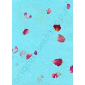 Handgeschept Lichtblauw Gekleurd Bloemen Papier 23 x 33 cm