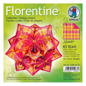 Origami Florentine Quadri Roze/Oranje 15 x 15 cm